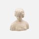 Bust of a young woman in cracked white porcelain.