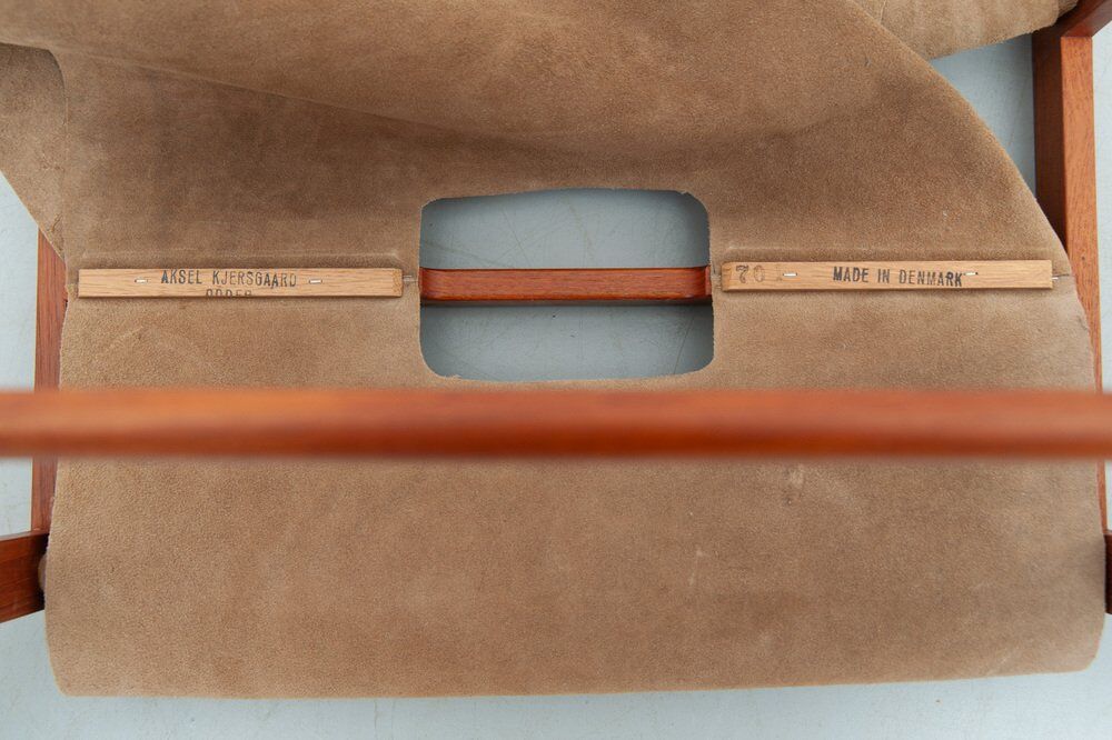Teak & leather magazine rack by Aksel Kjersgaard, 1960s