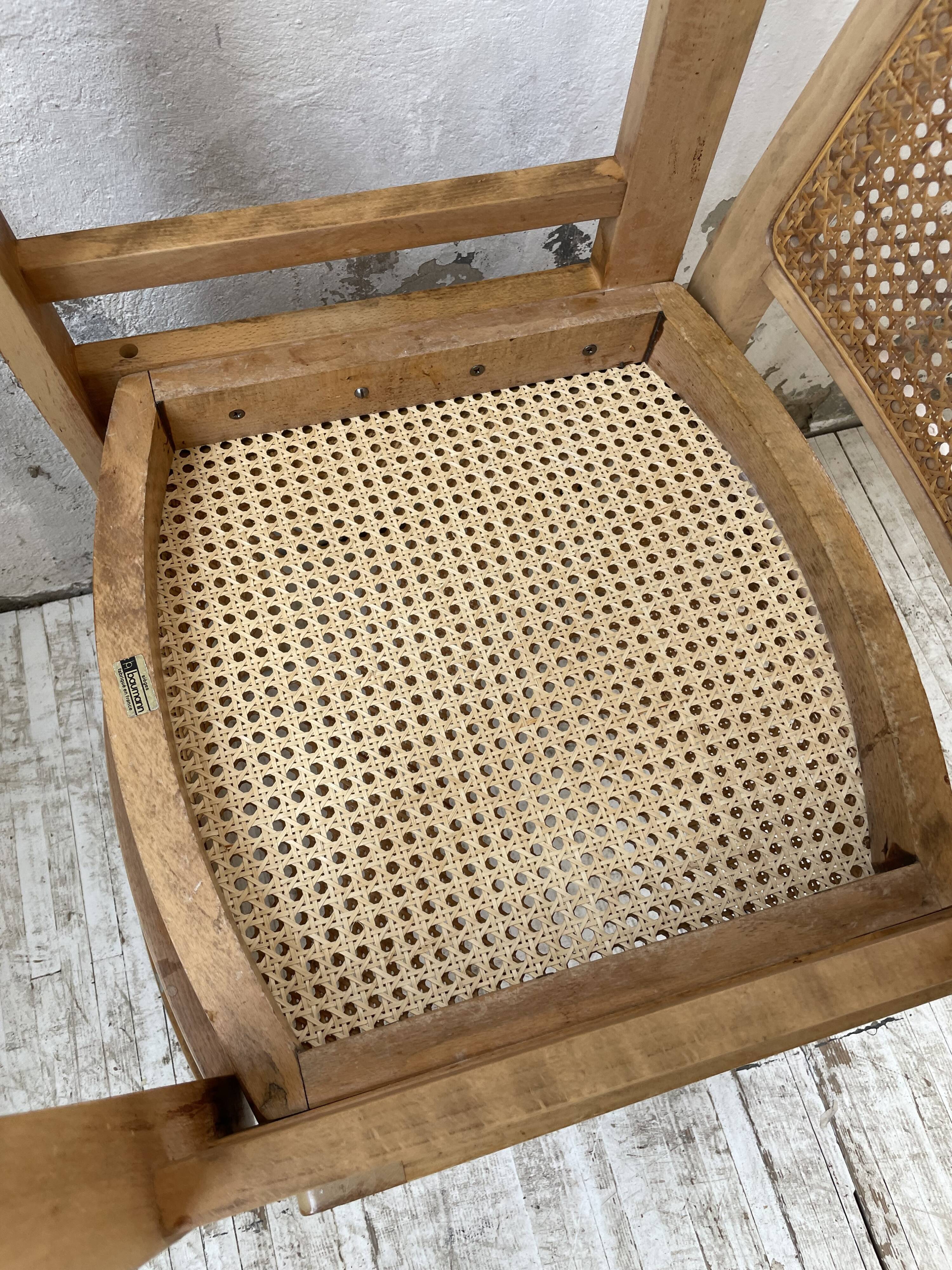 Pair of Baumann chairs beech and cannage