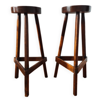 Pair of vintage brutalist bar stools 50/60