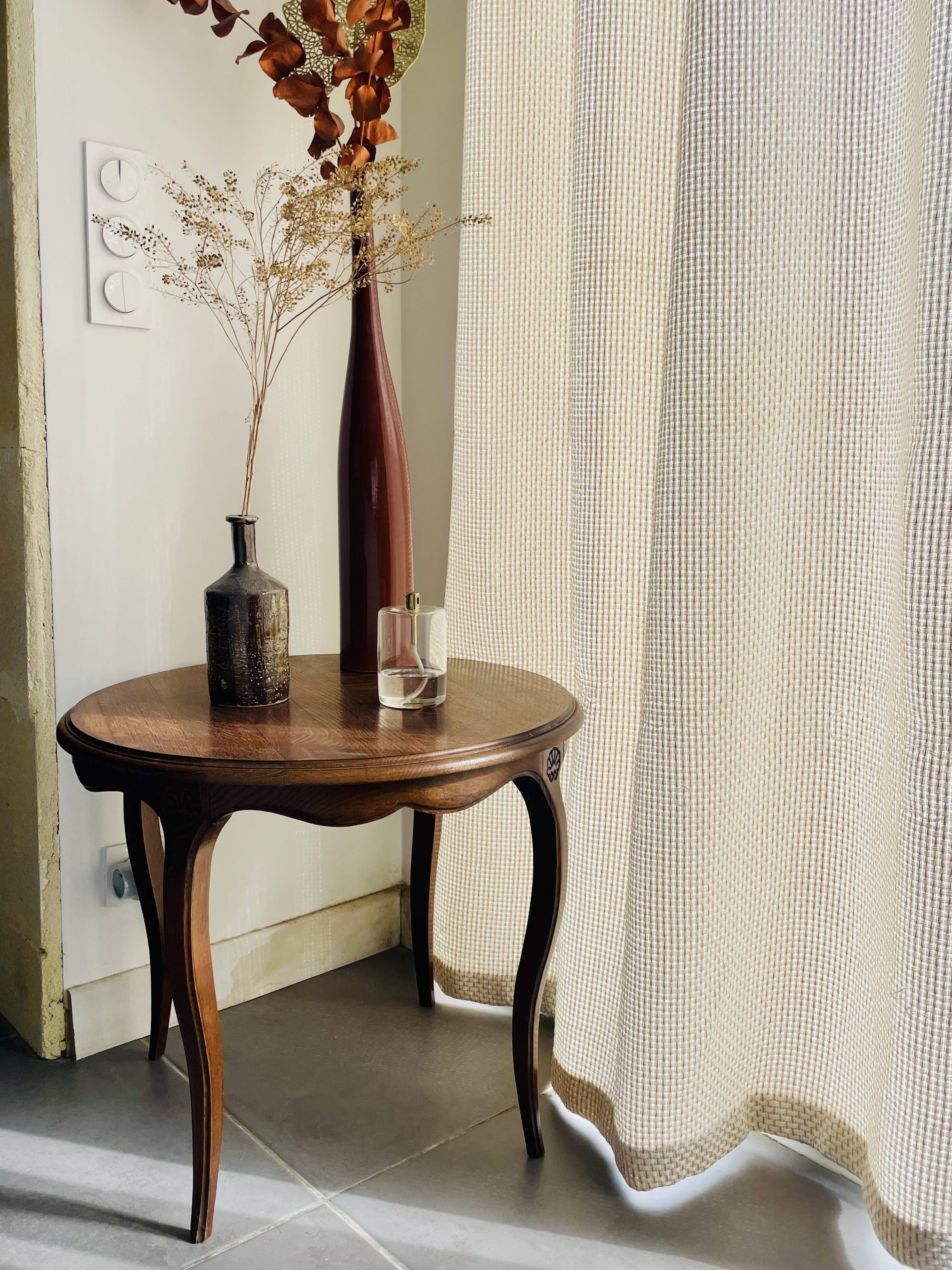 Table ronde table basse guéridon en bois vintage