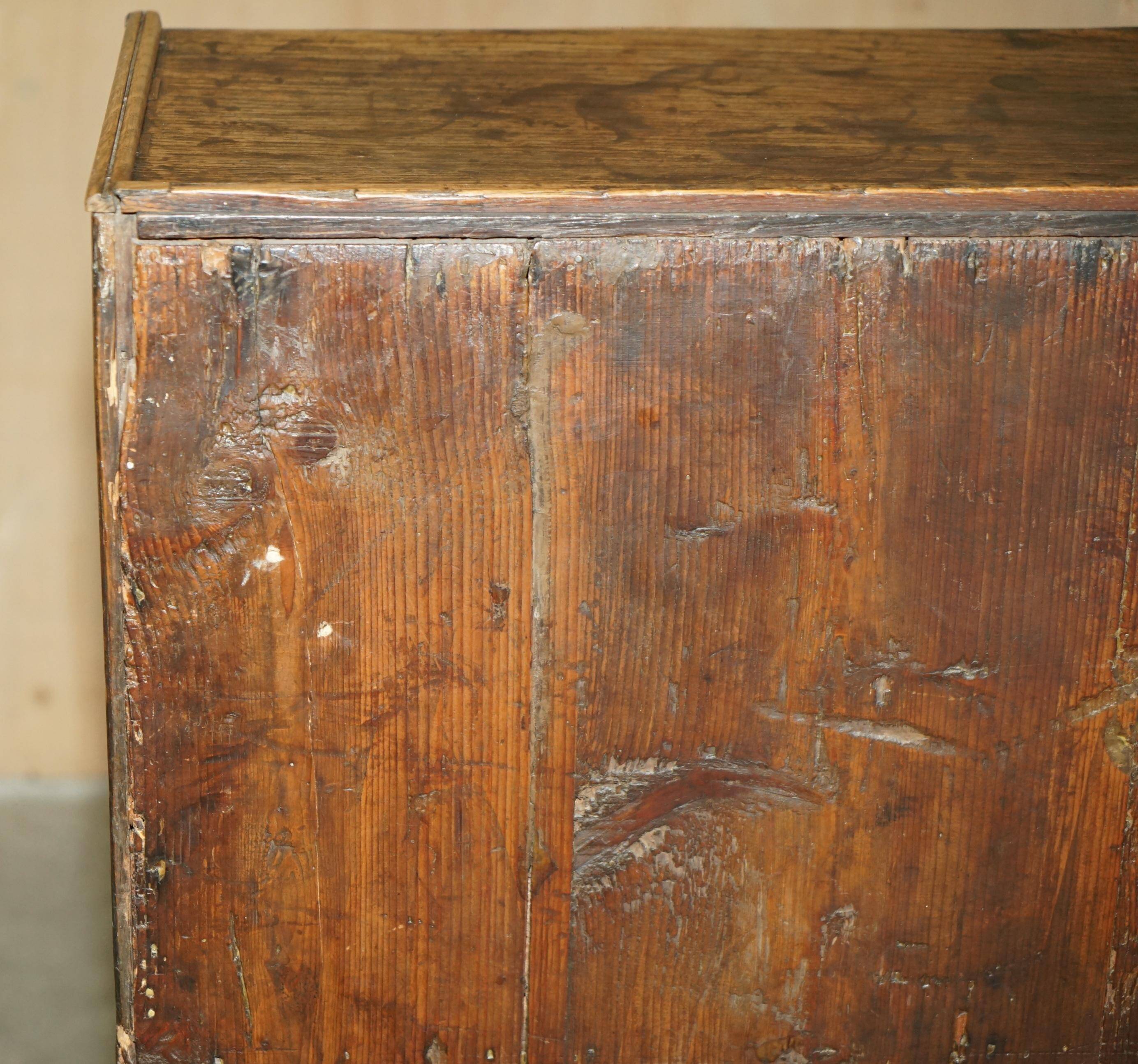 Ancient Georgian writing desk circa 1760 with a leather top.
