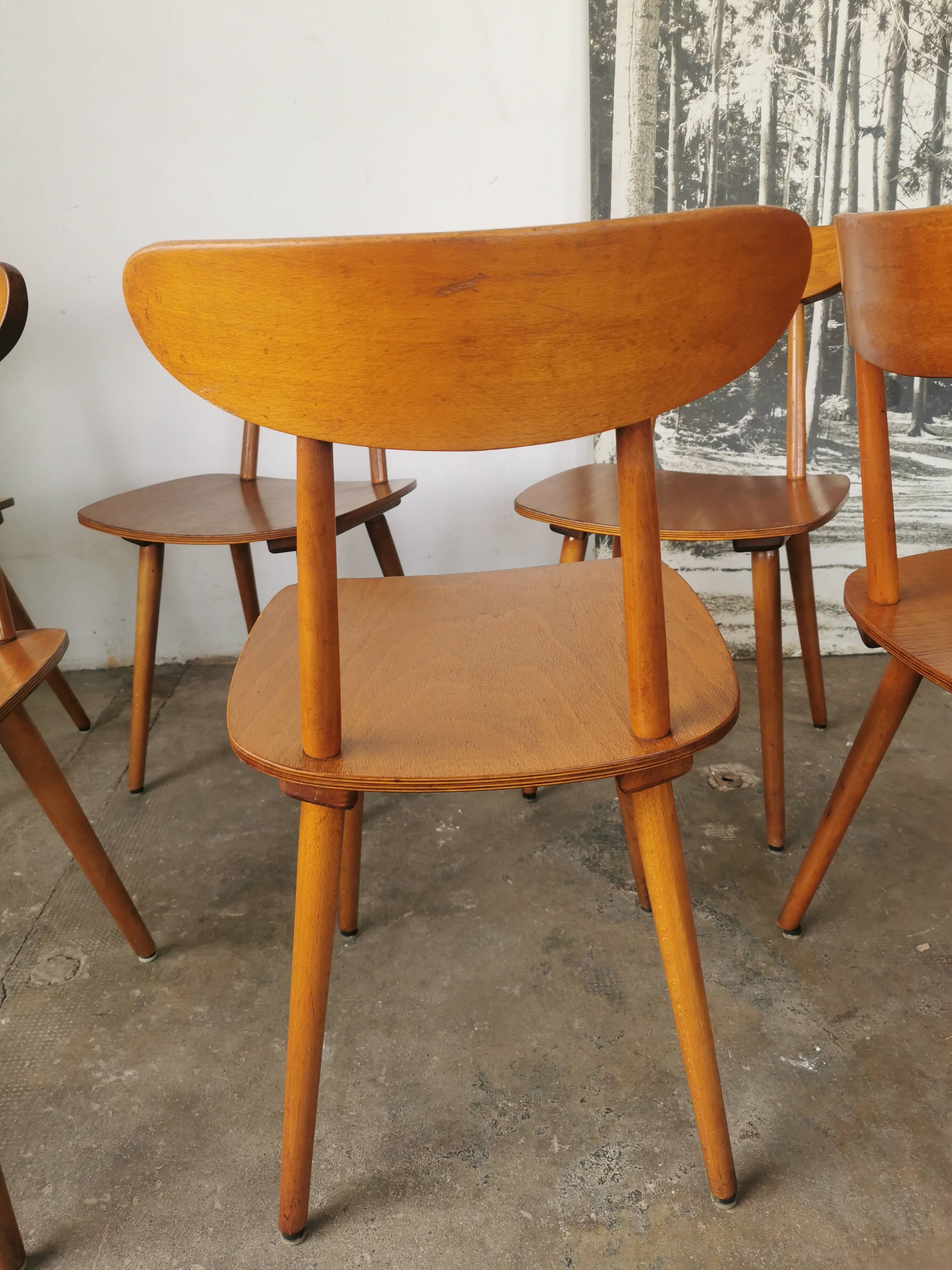 Set of 6 Hiller chairs, vintage bistro