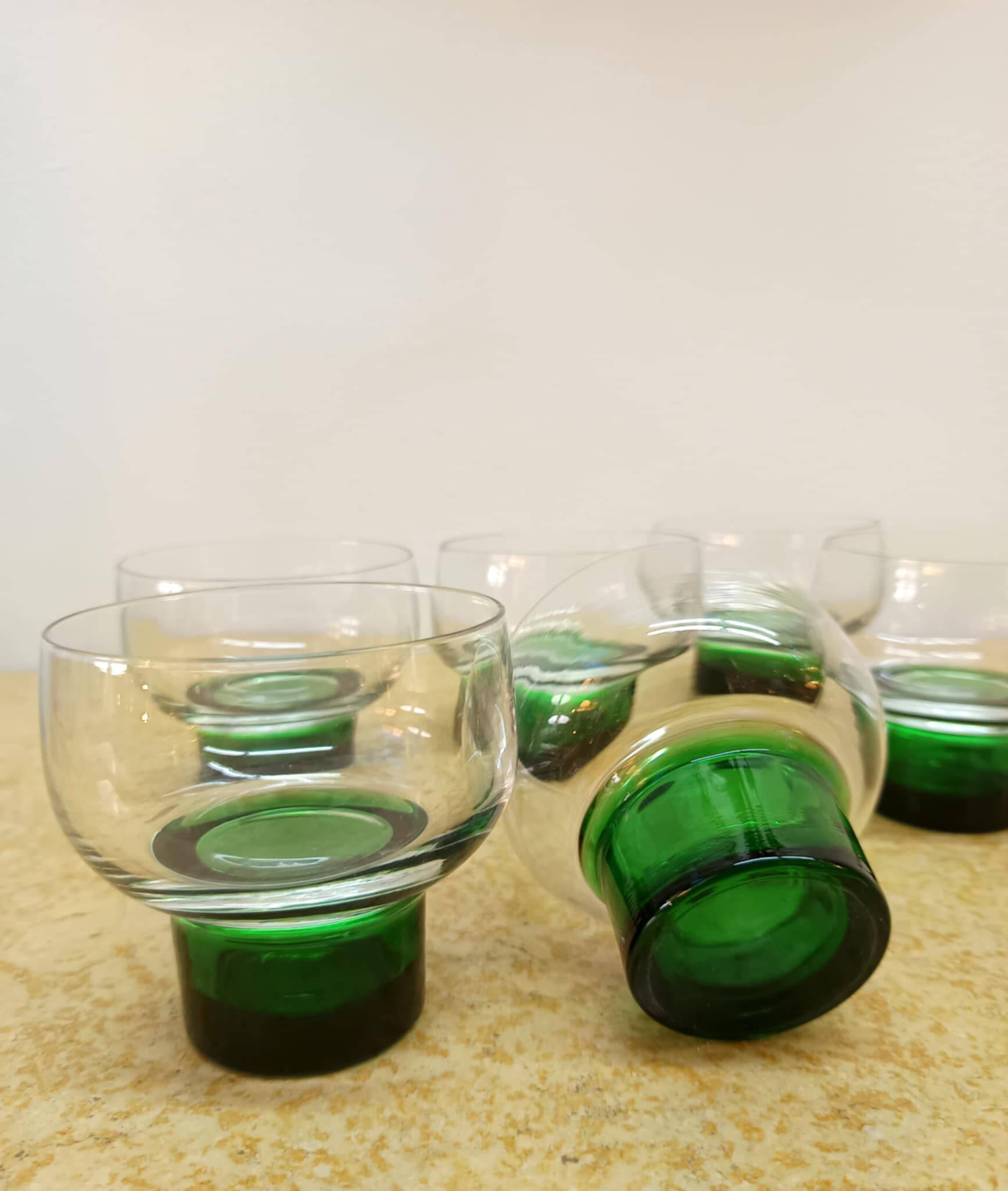 Six verres Luminarc 1970 vert
