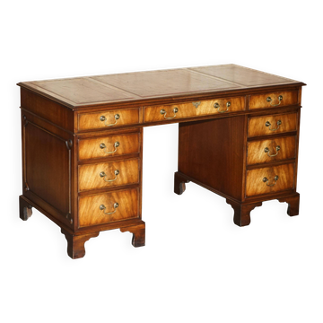 Partner desk Bevan Funnell in hardwood with leather top and gold leaf gilding.