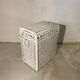 Vintage white rattan laundry basket with lid