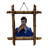 Bamboo-style turned wooden mirror