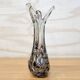 Vintage Murano glass vase, amber/white speckled finger vase