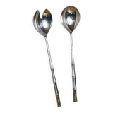 Salad cutlery, silver-plated, bamboo style