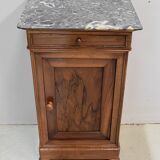 Bedside table in solid walnut with Marble Ste Anne, 1900