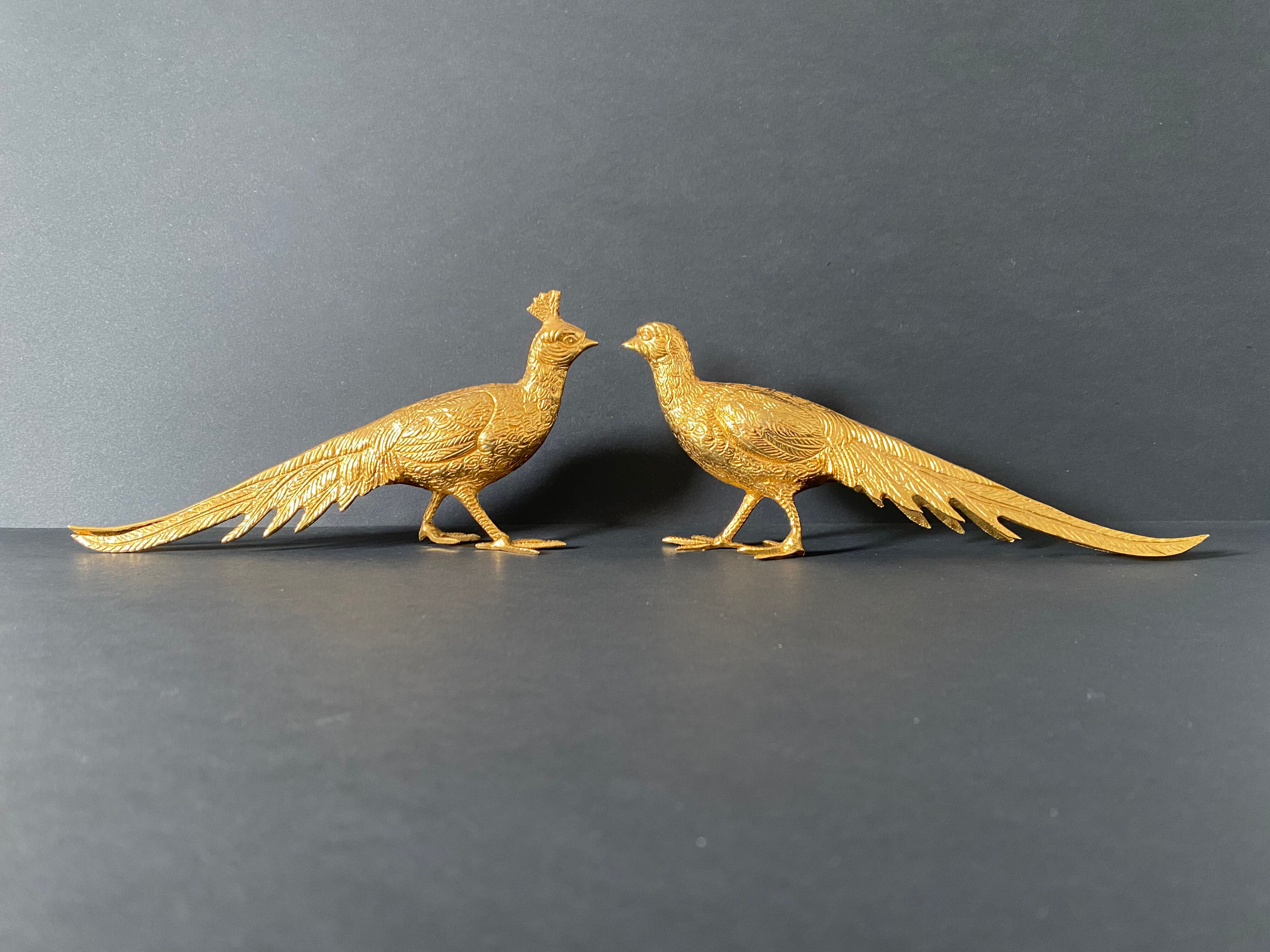 Couple of golden pheasants vintage decoration