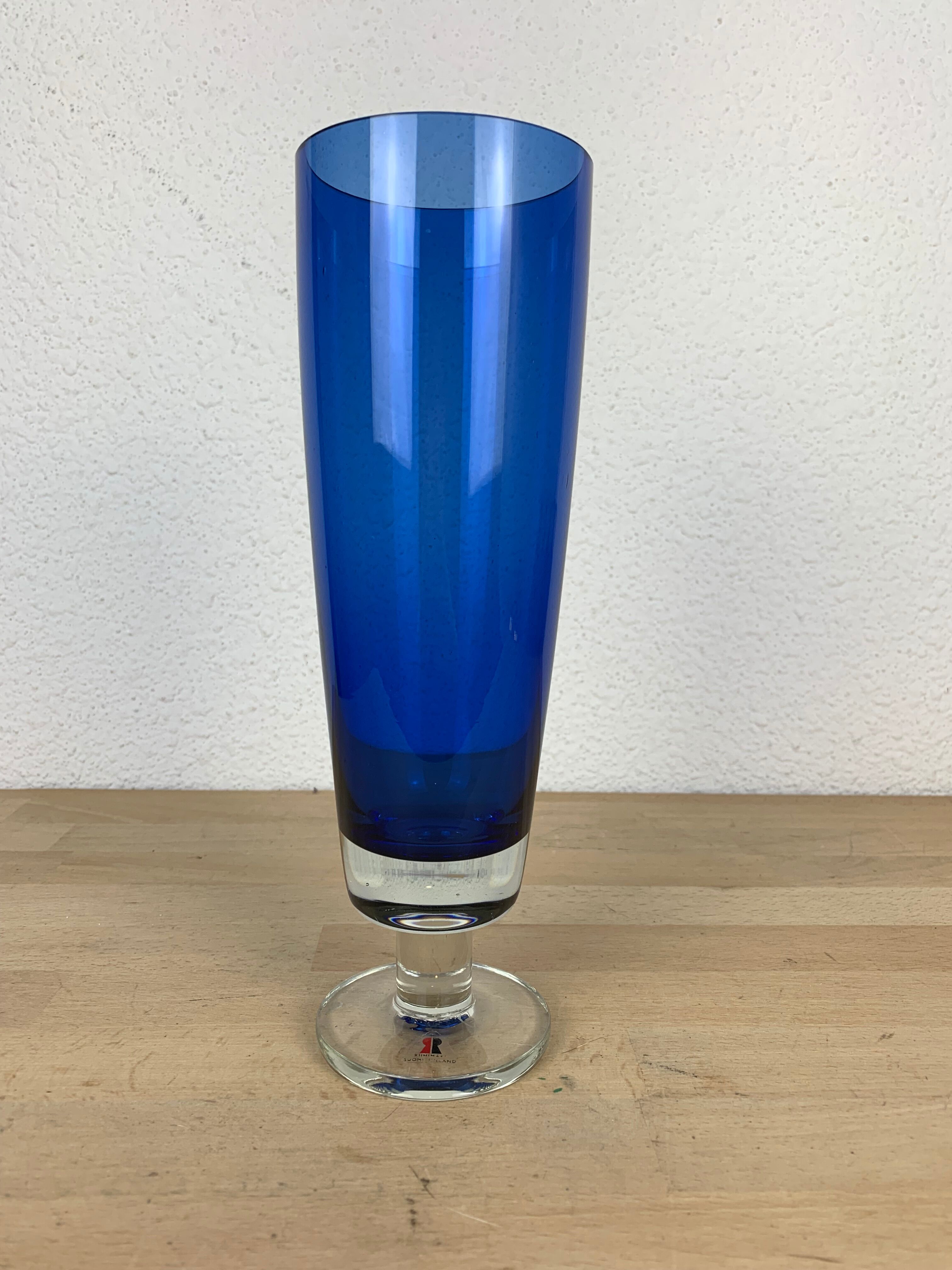 Glass vase Riihimaki Tamara Aladdin, blue, Scandinavian