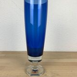 Vase verre Riihimaki Tamara Aladin, bleu, scandinave
