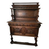 Magnifique buffet/vaisselier style Henri II en noyer massif et marbre