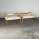 Benches Attributed to Guglielmo Ulrich, Blonde Maple & Bouclé, Italy 1940s