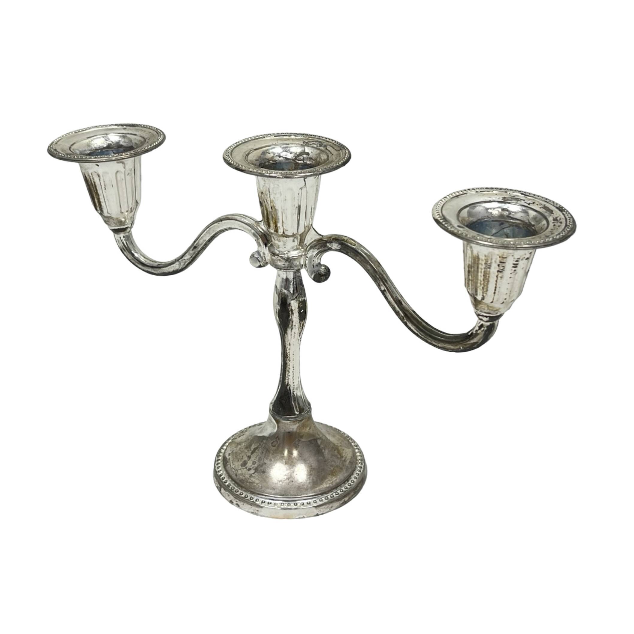 Silver-plated three-arm candelabra by I.P. ON ZINC, England, 1960s.