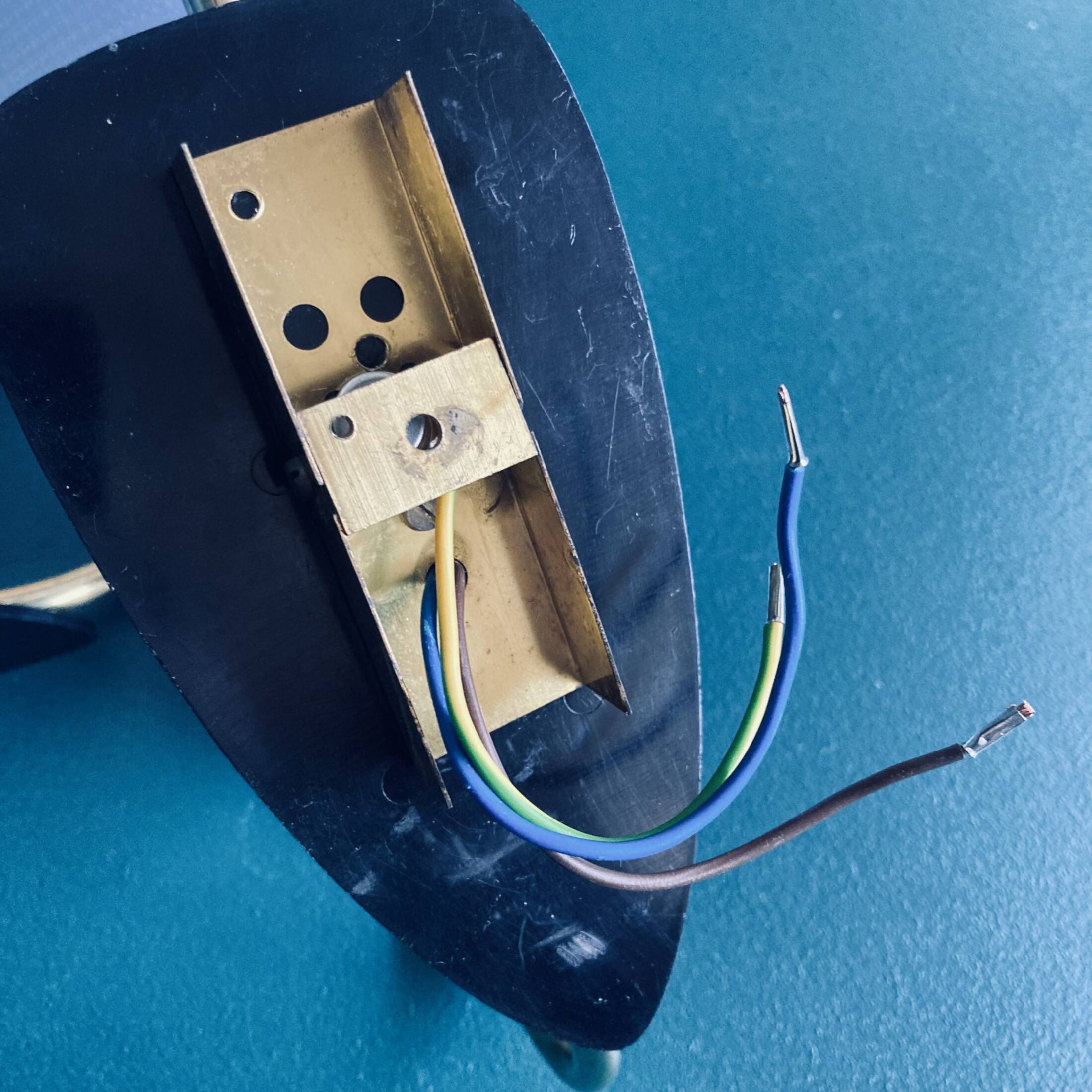 Pair of minimalist vintage seventies blue plastic and plexiglass wall lights