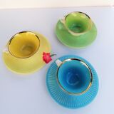 Trio of earthenware cups, Salins, ultra vitamin / 60s
