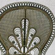 Vintage 1970s green patinated peacock rattan armchair