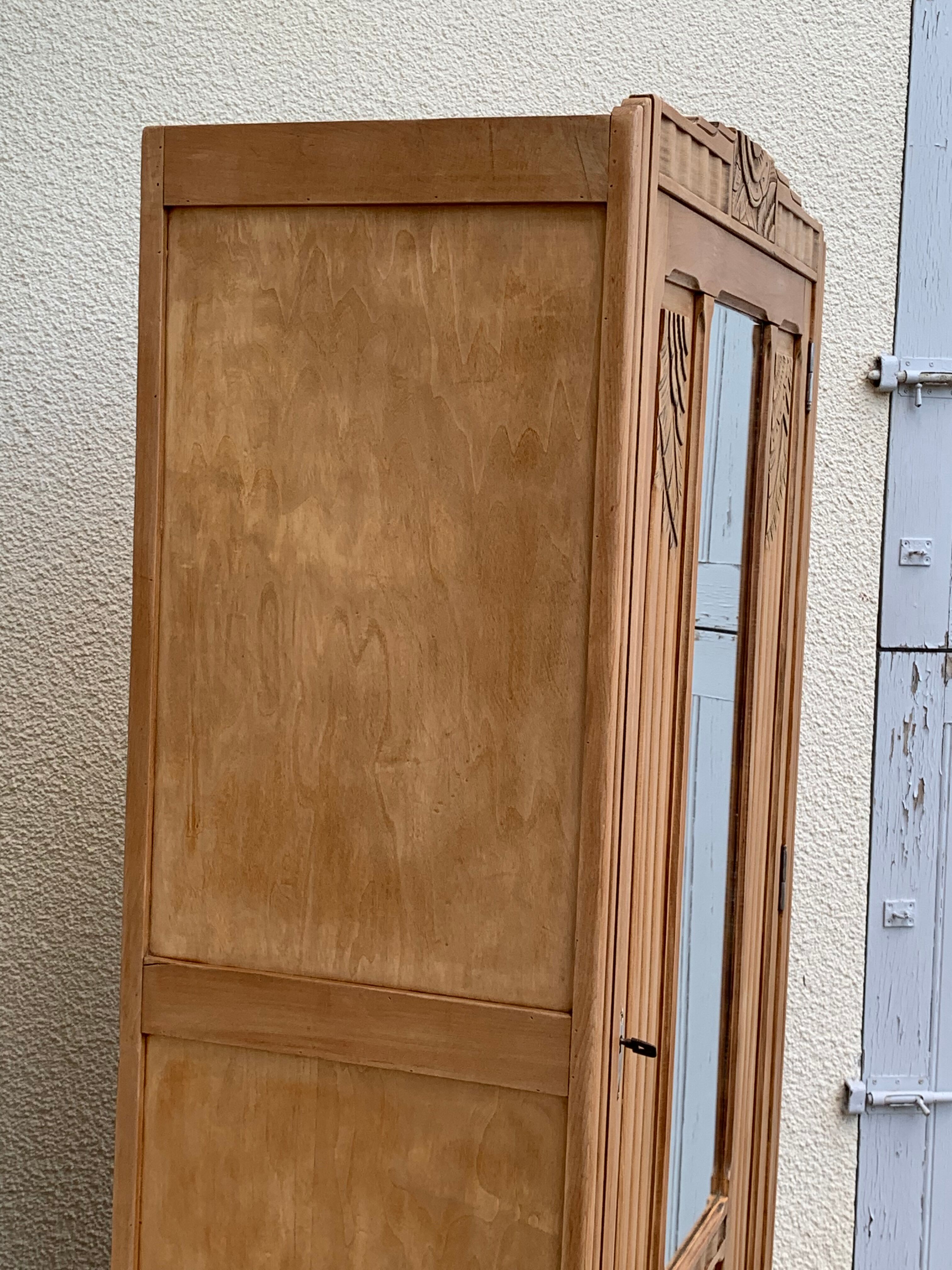 Parisian wardrobe art deco wood brut