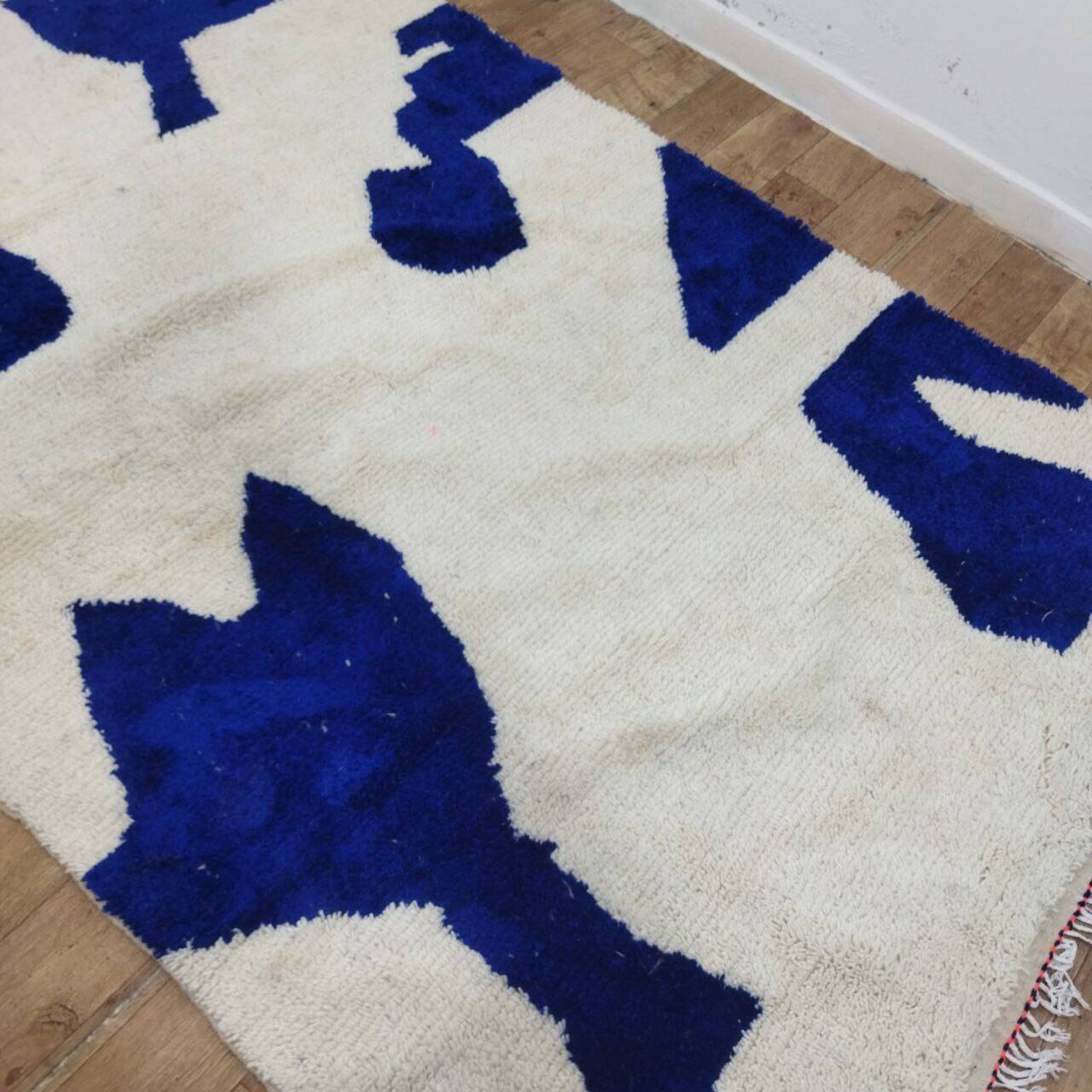 Azilal Vintage Rug 300x200 cm - Blue Abstract Patterns