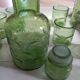 Carafe and 8 old glasses in bubble molded glass