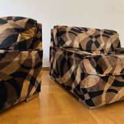 Armchairs Gerard Guermonprez 1970s Velvet Vintage Midcentury Hollywood