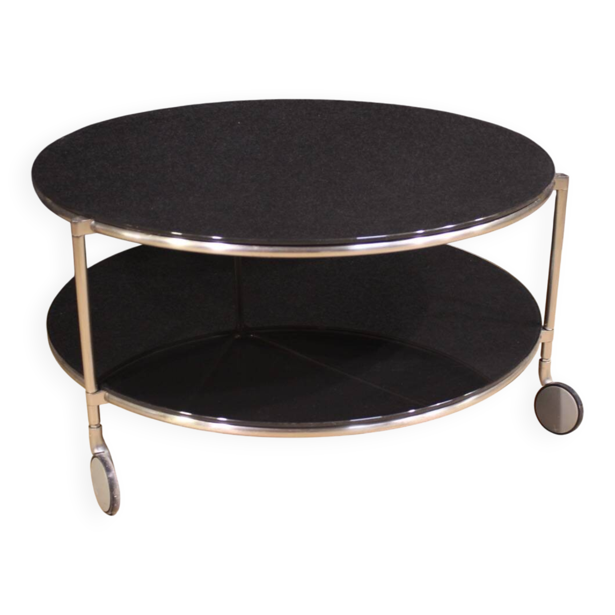 1980s coffee table on casters