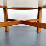 Square coffee table in wood and smoked glass