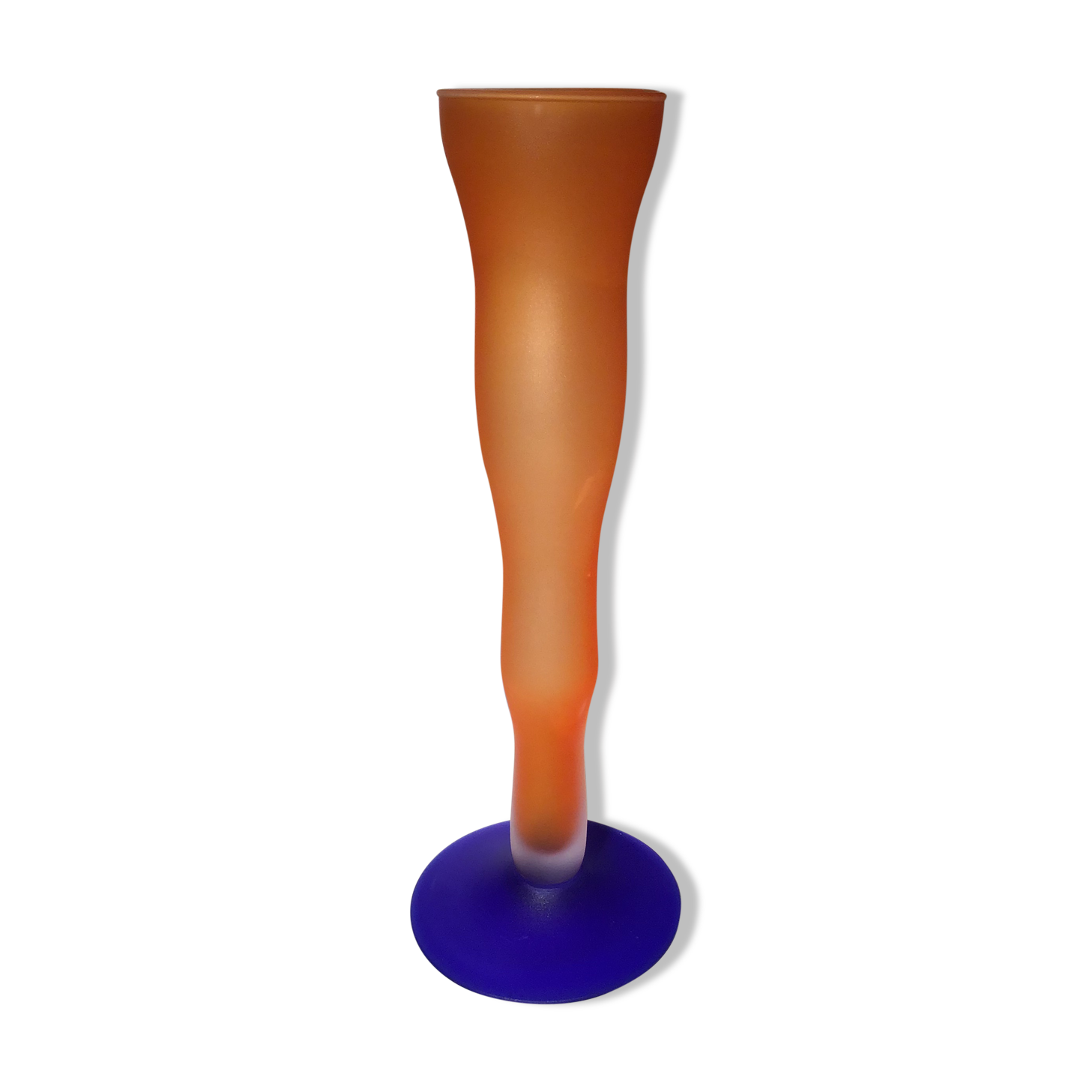 Vase soliflore shaped orange tulip and blue years 70