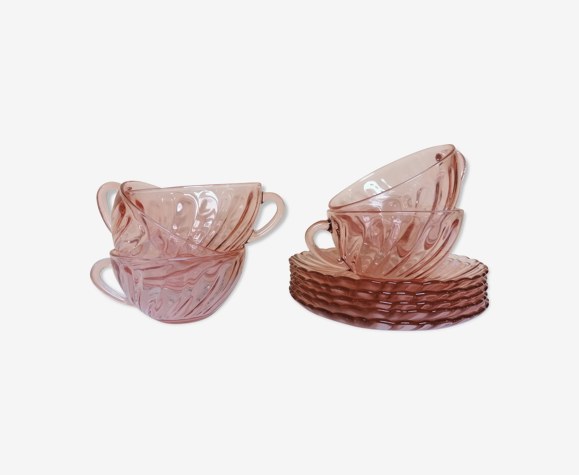 5 cups cappuccino glass pink arcoroc