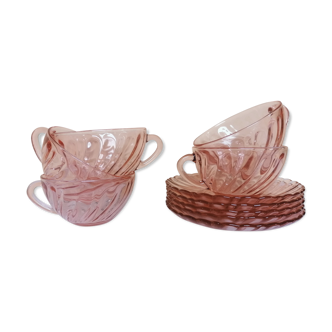 5 cups cappuccino glass pink arcoroc