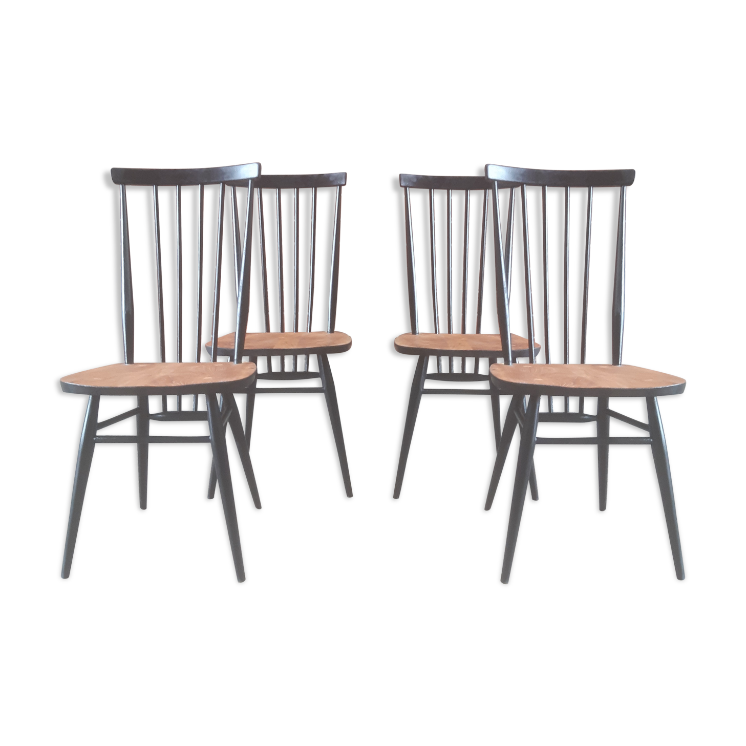 Four mid century Ercol 608 dining chairs