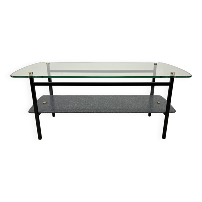 Table basse en métal et verre, années 50