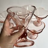 Pink glass ice cream cups