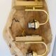 Pair of wall lights in brass and moulded bubble glass, style Helena Tynell.