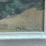 oil on panel signed Crismane - Former leper colony of Oudon Loire Atlan