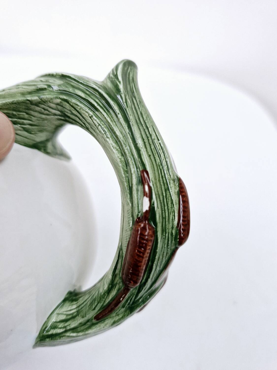 Vintage ceramic tea set barbotine duck reeds hand painted