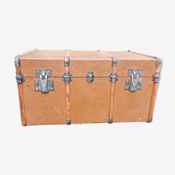 Old brown travel trunk