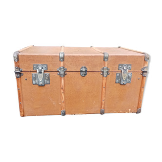 Old brown travel trunk
