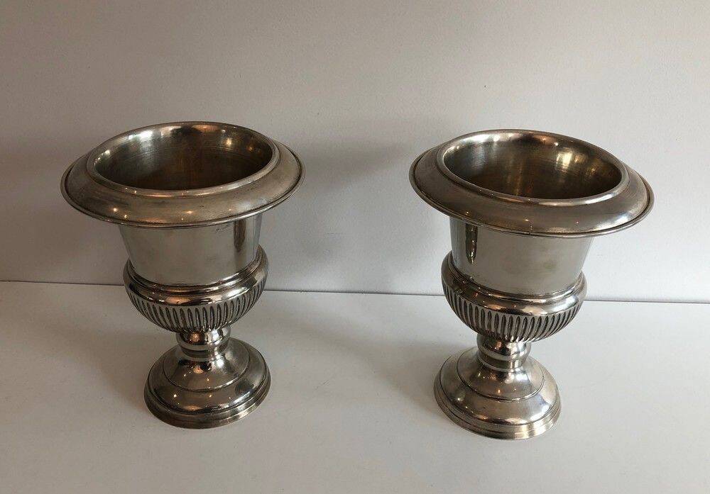 Pair of Medici-style silver-plated champagne buckets