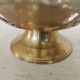 Vintage Brass Pedestal Bowl: Floral Motif, Red Blue Green Painted