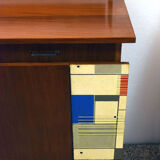 Mid-century decorated sideboard with internal lighting by Società Italiana Compensati Curvati