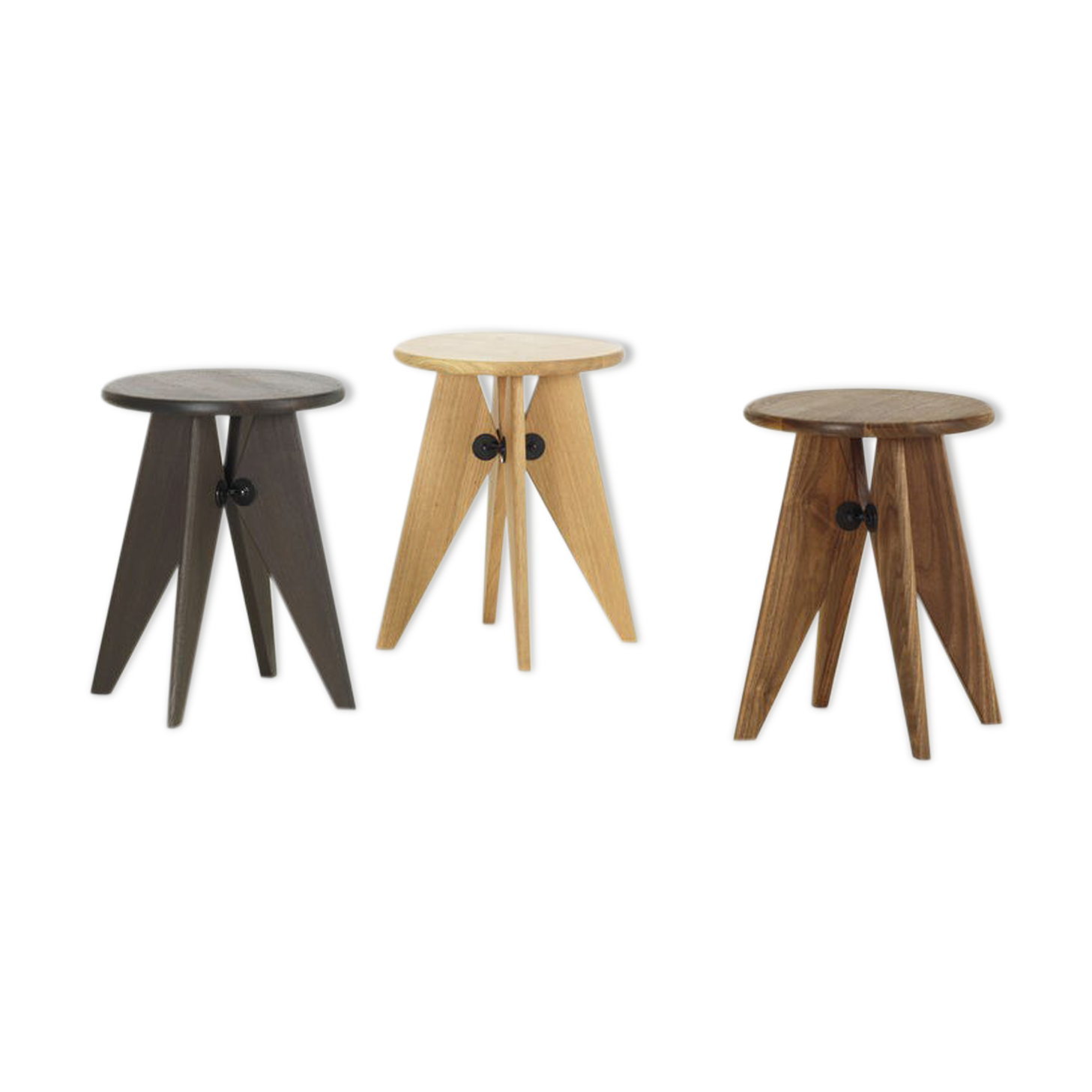 Vitra - Tabouret Solvay Chène Fumé - Jean Prouvé, 1941