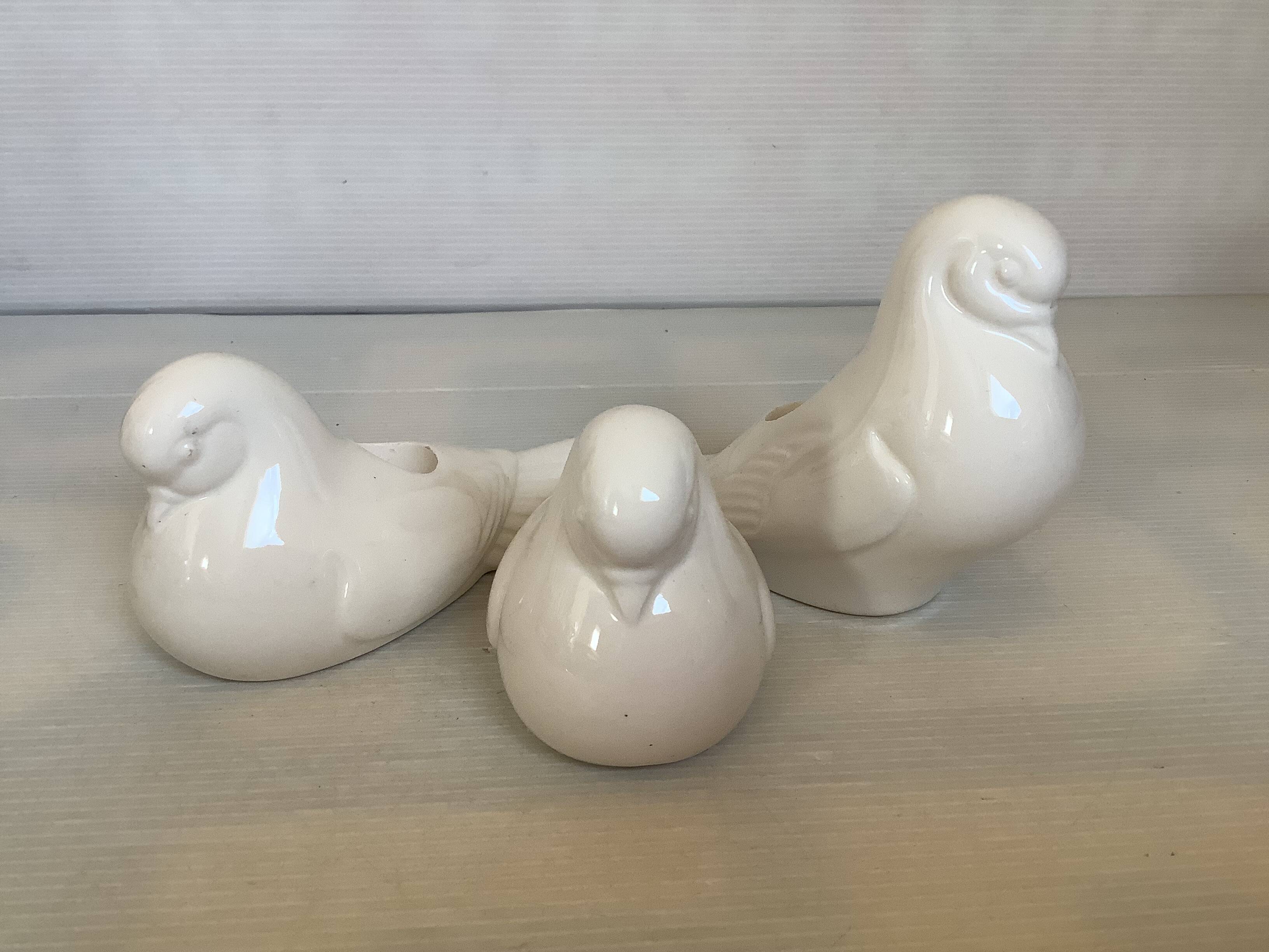 Trio de bougeoirs colombes oiseaux