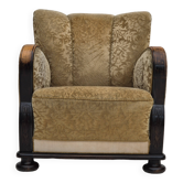 Fauteuil relax vintage danois des années 1950, meuble en velours, bois de frêne.