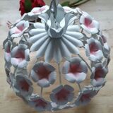 Vintage flowers painted sheet metal hanging lamp