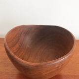 Scandinavian midcentury wood bowl centerpiece 1960s