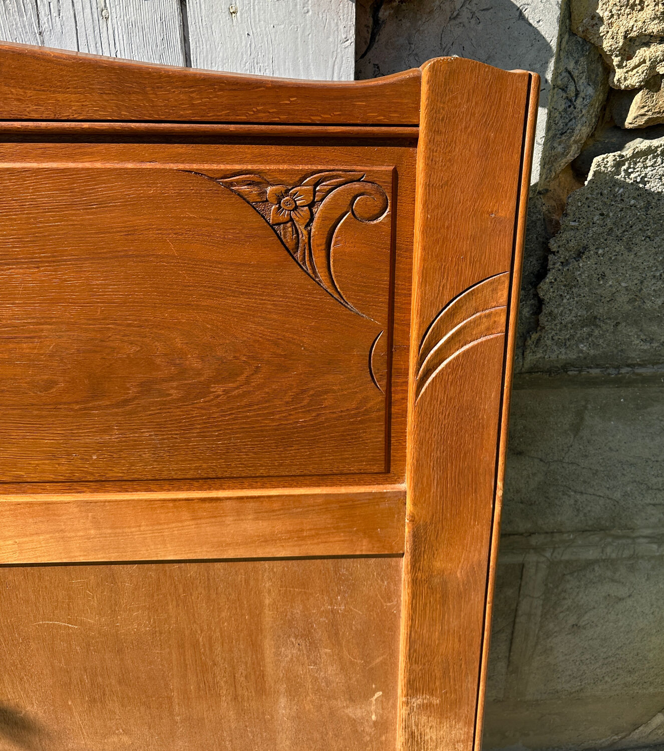 Vintage headboard and footboard in 140cm Art Deco style.