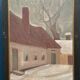 Original Swedish Oil on Canvas “House” by Unknown Artist Vintage & Framed